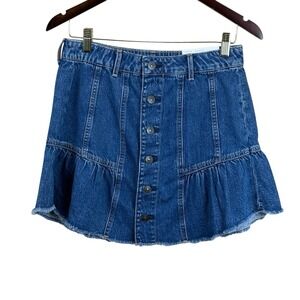 American Eagle AE Super Hi Rise Womens‎ Denim Ruffled Mini Skirt NWT Size 2